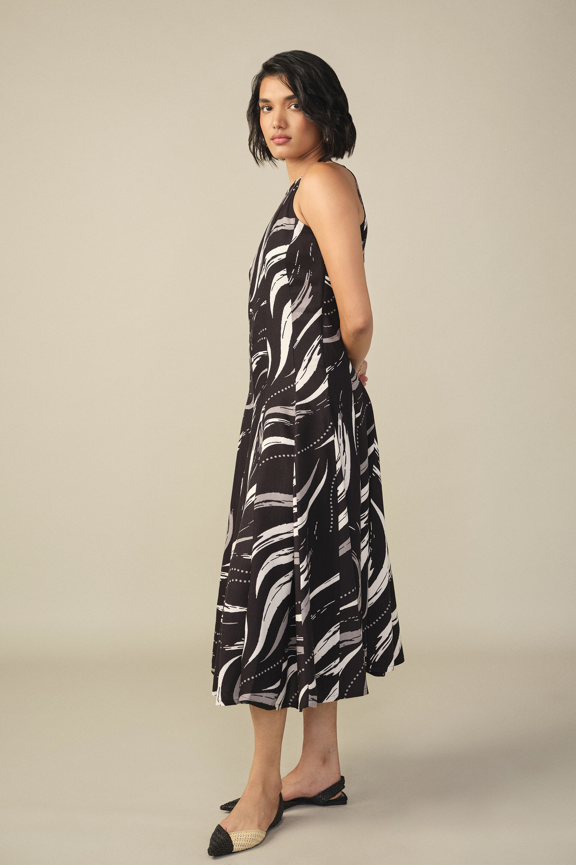 Abstract Maxi Dress in Black, Black, image 4